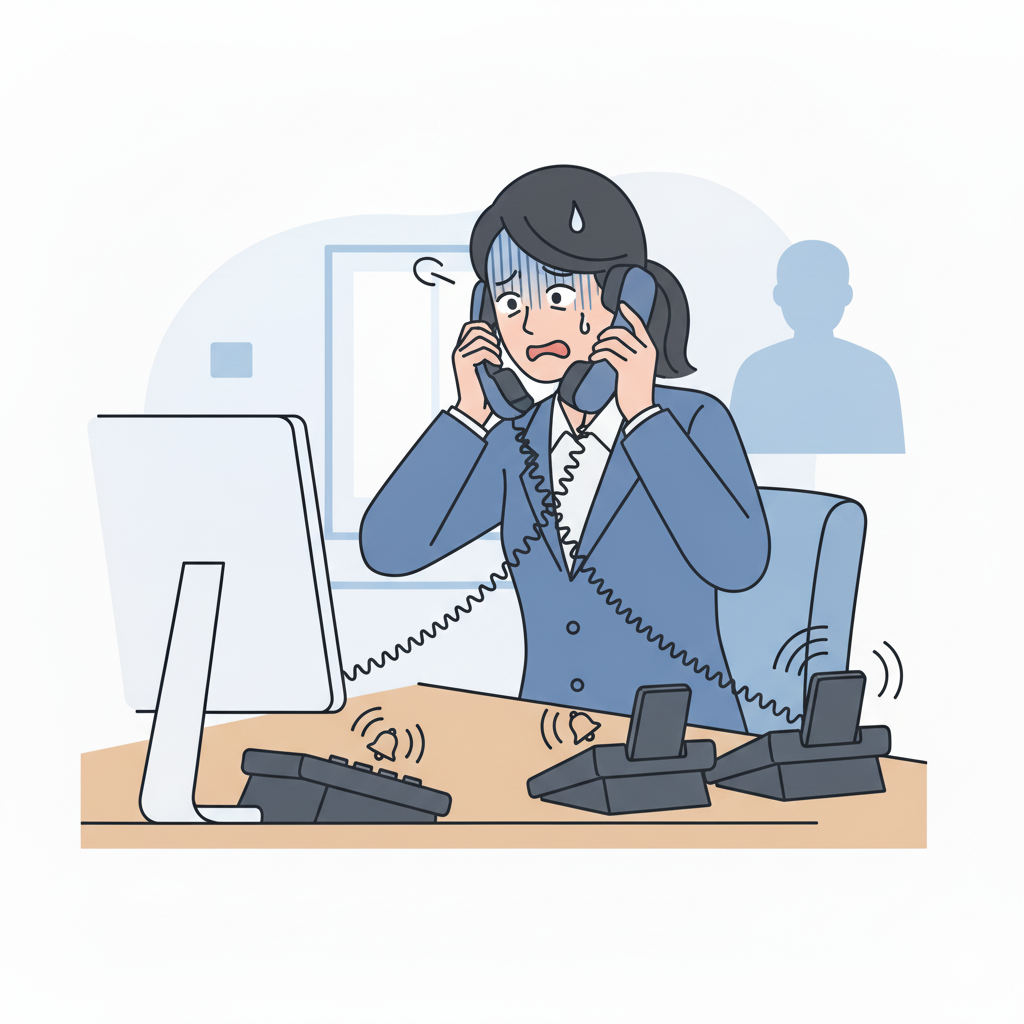 電話が鳴りやまないオフィスのイメージ（AI電話導入前）